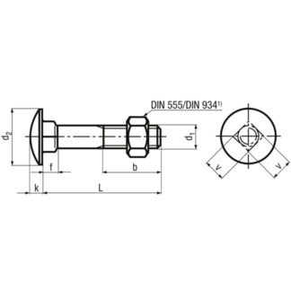 Alternative view of M 16 x 100 Schlosserschrauben / Flachrundschrauben mit 4-kantansatz