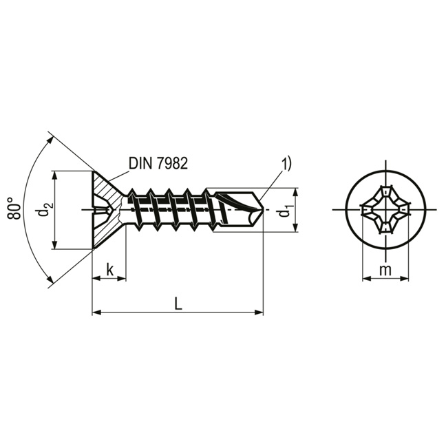 4.8 x 22 Senk-Blech-Bohrschrauben Form P ecosyn-drill – Bild 2