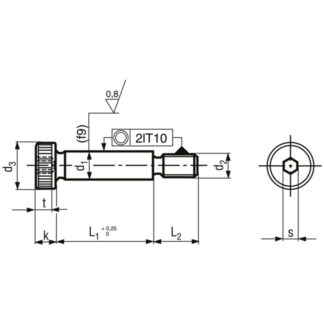 Alternative view of 24 x 50 / M 20 Pass-Schulterschrauben Innensechskant Stahl