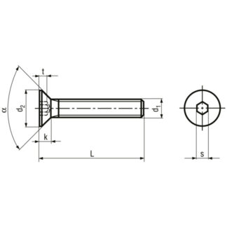 M 6 x 55 Schrauben Senkkopf mit Innensechskant – Bild 2