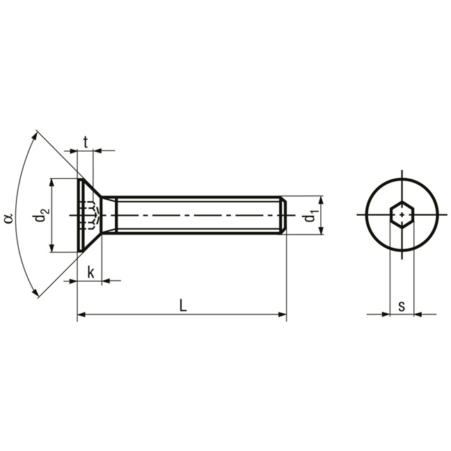 M 6 x 55 Schrauben Senkkopf mit Innensechskant – Bild 2