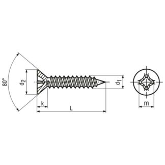 6,3 x 38 Senk-Blechschrauben