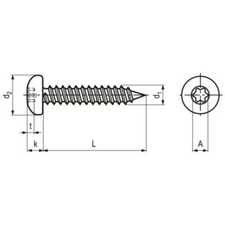 Alternative view of 5,5 x 13 T 25 Linsen-Blechschrauben mit Innensechsrund