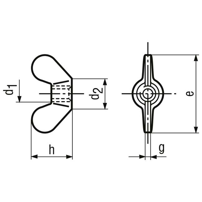 M 5 Flügelmuttern Temperguss / Stahl – Bild 2