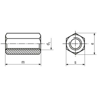 Alternative view of M 6 Sechskant Verlängerungsmuttern INOX A2