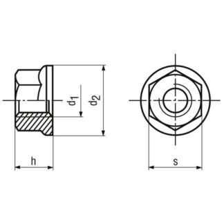 Alternative view of M 5 Sechskantmuttern mit Flansch Stahl blau verzinkt