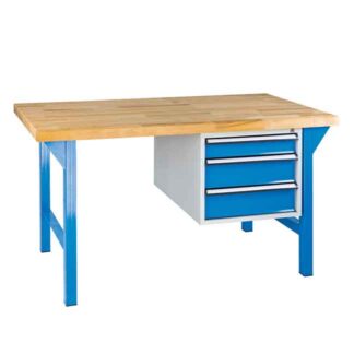 Werkbank 1,5 x 0,85 m mit 3 Schubladen Metec Systeme