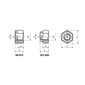 M 10 x 17 Sechskant-Kronenmuttern