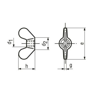 M 12 Flügelmuttern Messing vernickelt