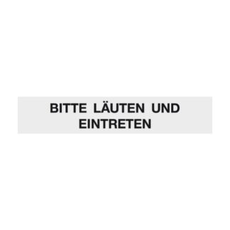 Hinweisschild BITTE LÄUTEN UND EINTRETEN Aluminium 210x40 mm